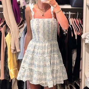 SAYLOR white and blue floral mini dress